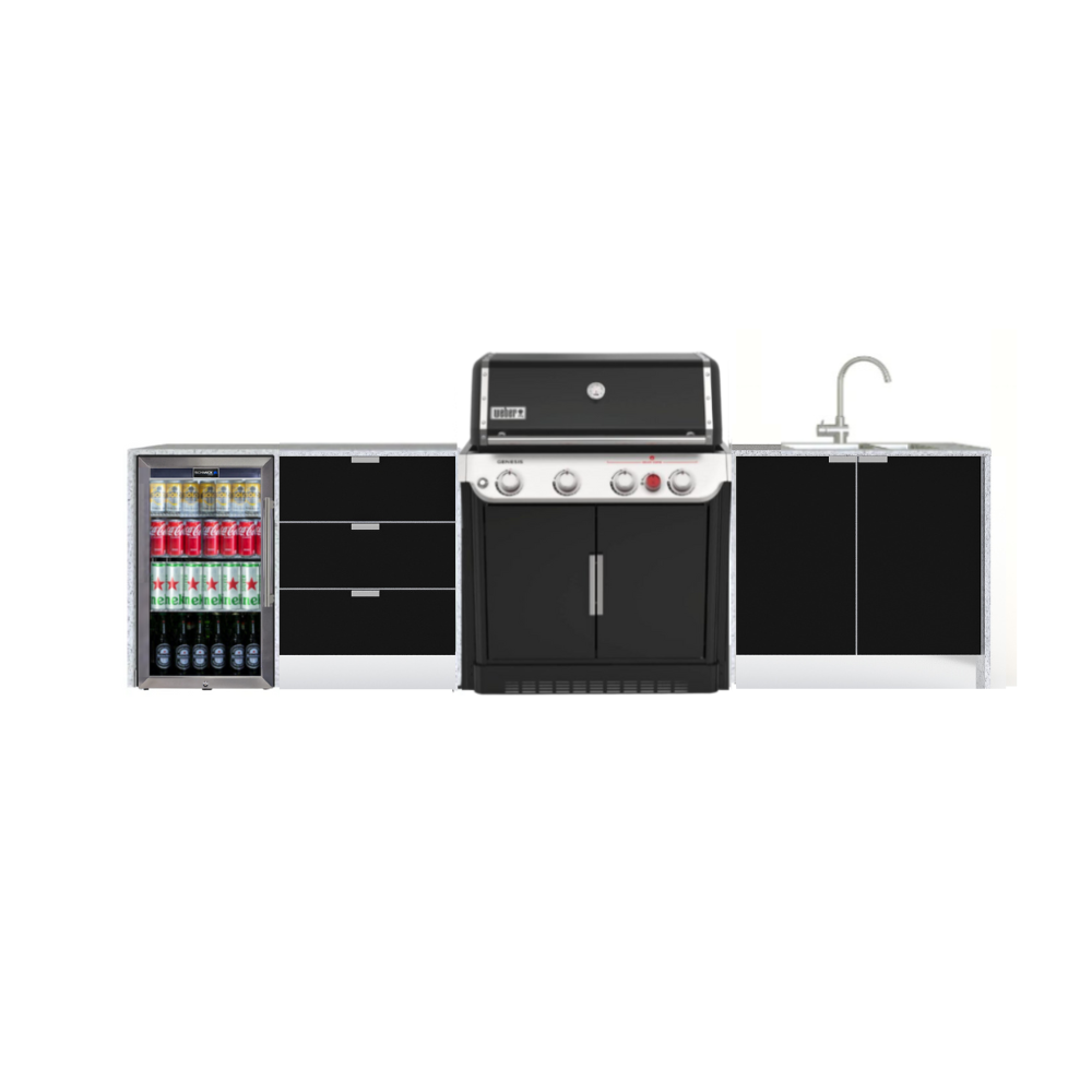 Grillhound Outdoor Kitchen To Suit Weber Genesis With Single Fridge & Sink - GWG326