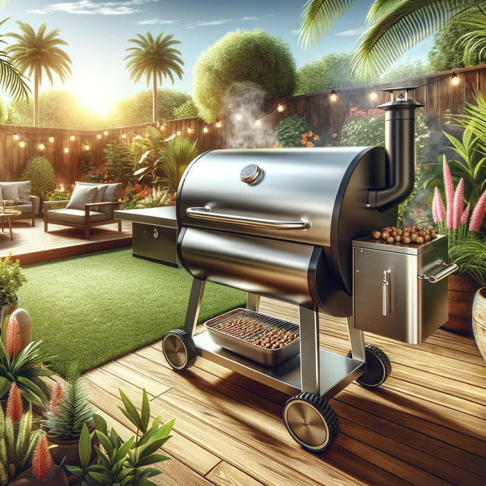 image of pellet smoker in backyard 