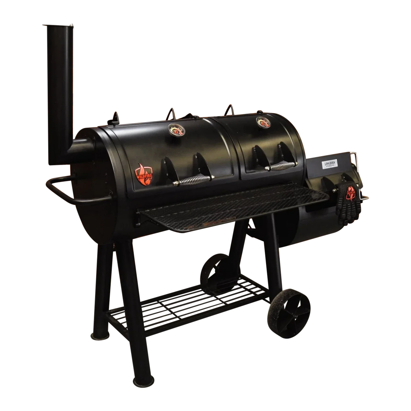 black wildfire offset smoker with white background