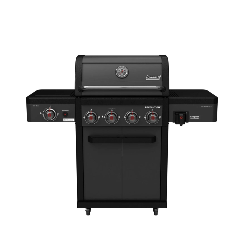 Coleman Revolution L-Shaped Kitchen With 4 Burner BBQ + Fridge In Black Matte