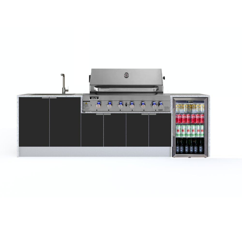 Grillhound Outdoor Kitchen With Euro Alfresco BBQ, Fridge And Sink Package - GE283