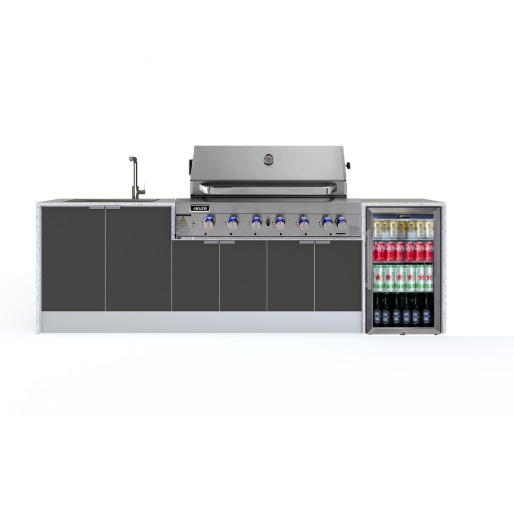 Grillhound Outdoor Kitchen With Euro Alfresco BBQ, Fridge And Sink Package - GE283