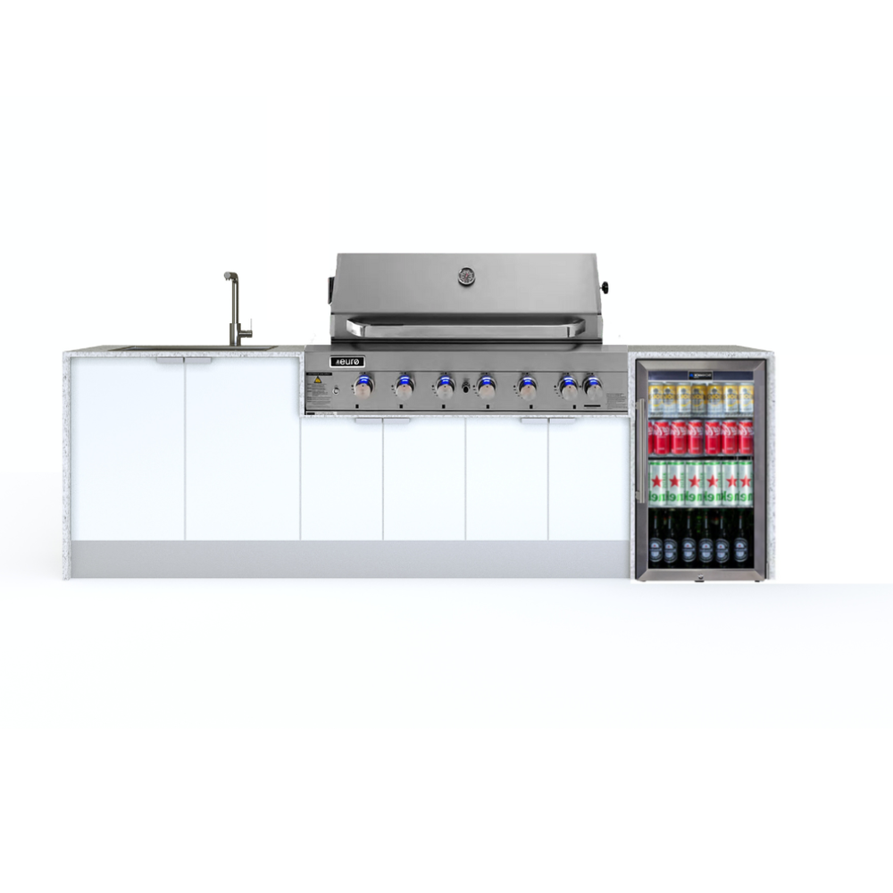Grillhound Outdoor Kitchen With Euro Alfresco BBQ, Fridge And Sink Package - GE283