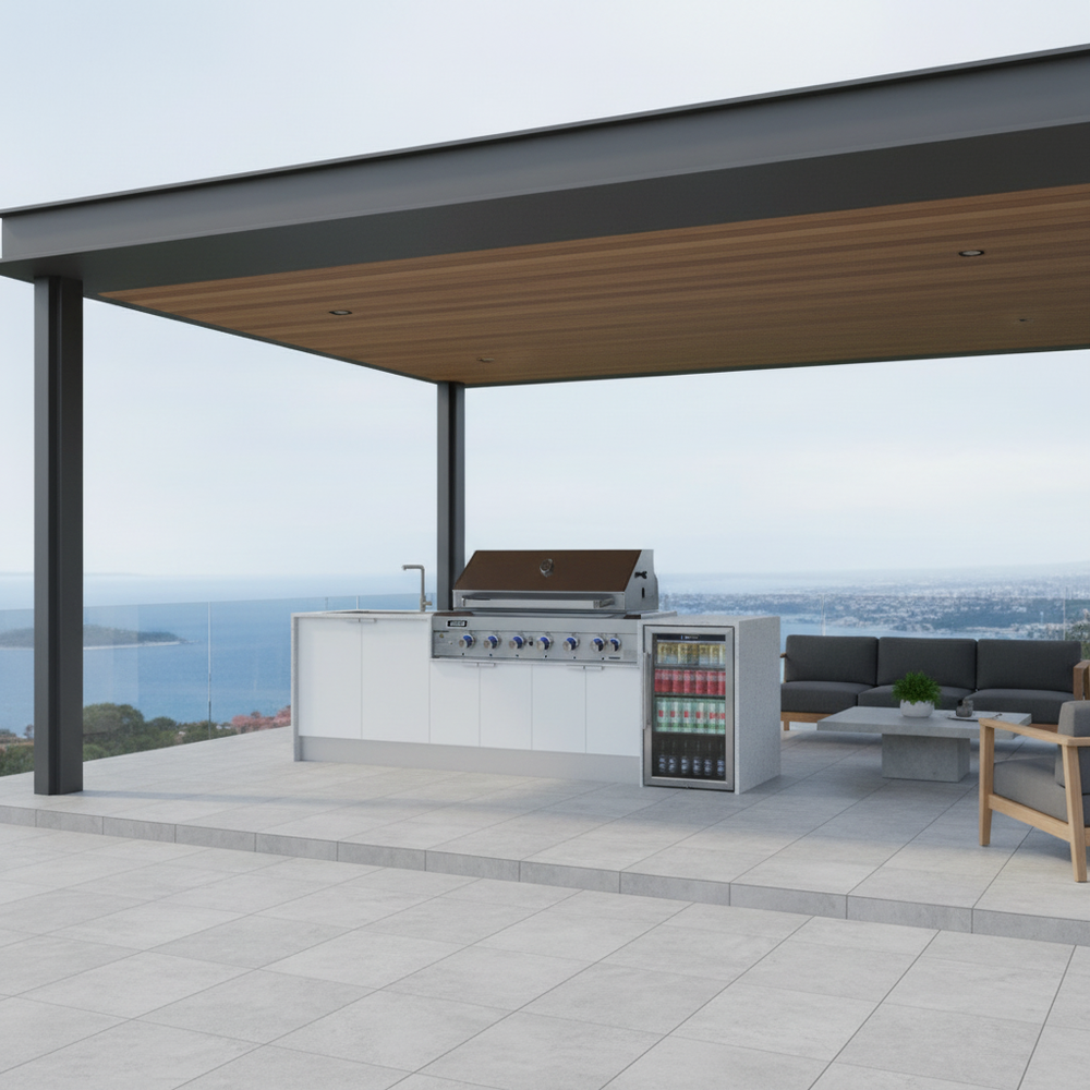 Grillhound Outdoor Kitchen With Euro Alfresco BBQ, Fridge And Sink Package - GE283