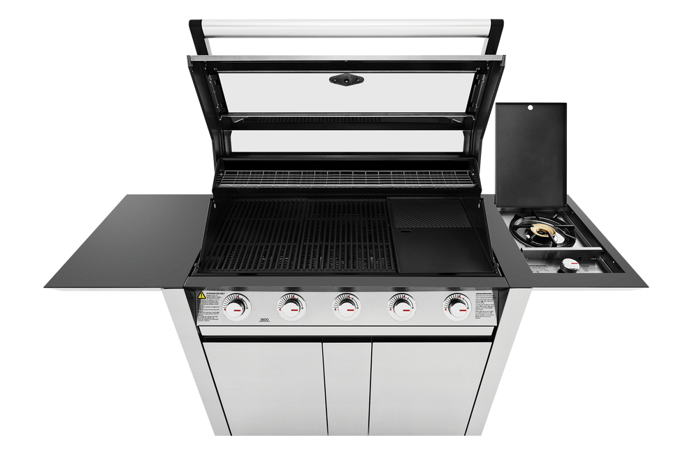 Beefeater 1600 Series 5 burner BBQ, side burner & trolley, stainless steel - BMG1651SA