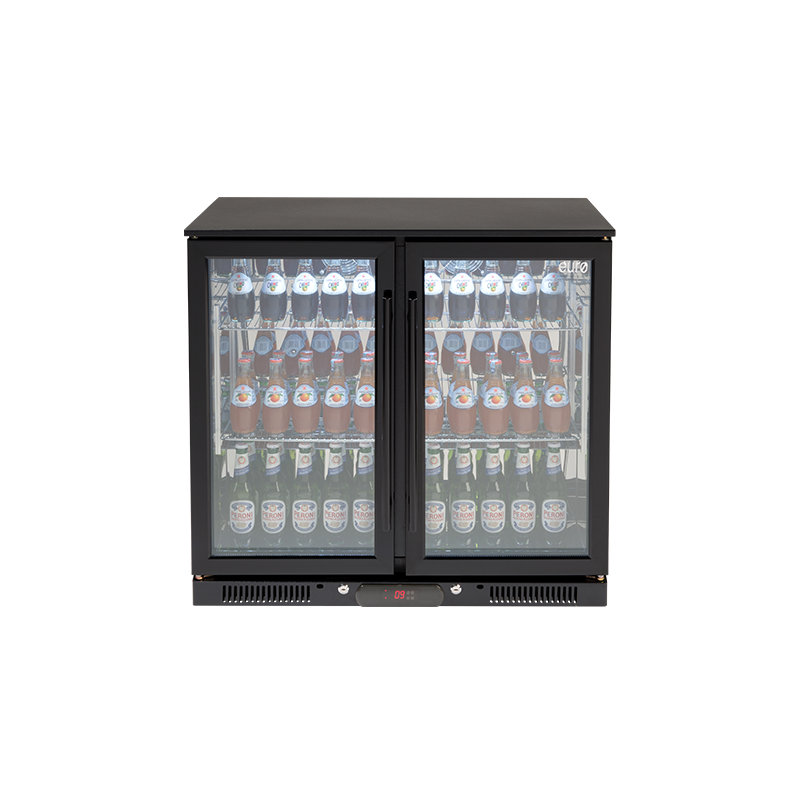 208L Double Glass Doors Black Beverage Cooler EA900WFBL