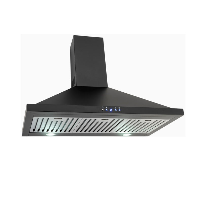 Euro Appliances 6 Burner Built In BBQ Black+90cm Alfresco Canopy Rangehood EAL1200RBQBL+EBB900BK3R