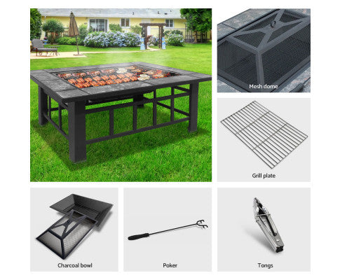 Fire Pit BBQ Grill Table Outdoor Garden Patio Camping Wood Charcoal Fireplace