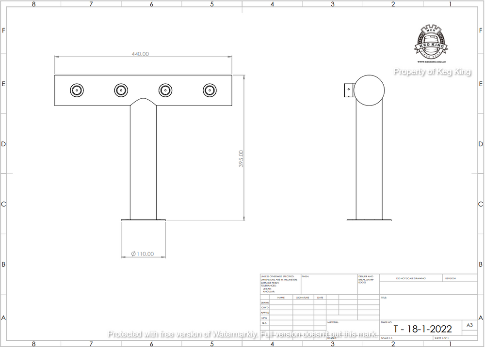 Font - Tee Bar - FasTap UltraT with Taps - 2, 3, 4 Tap