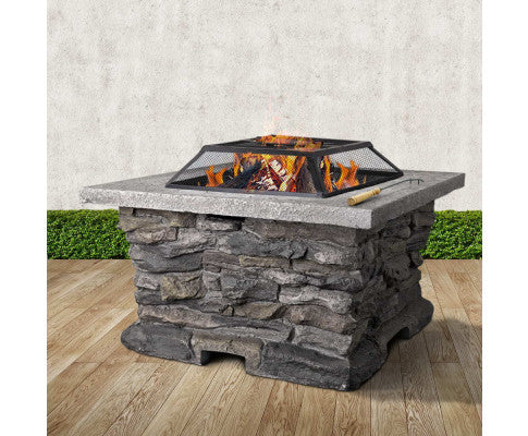 Grillz Stone Base Outdoor Patio Heater Fire Pit Table