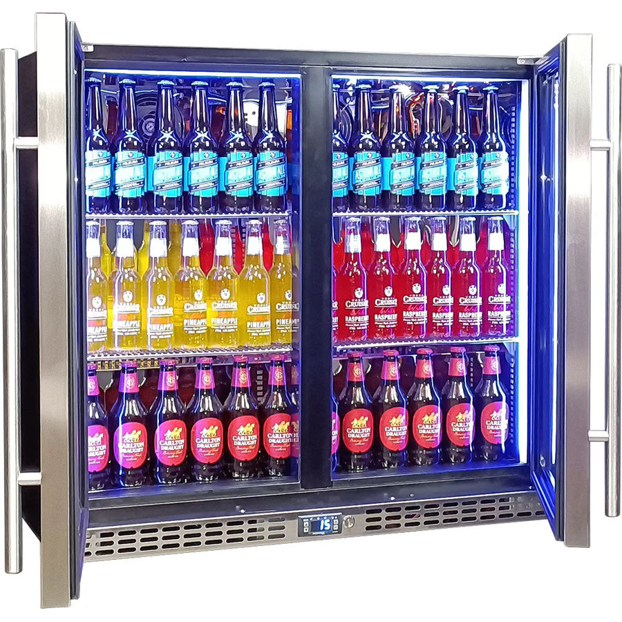 Schmick Twin Door Stainless Triple Glazed Glass Door Bar Fridge - Model SK246-SS