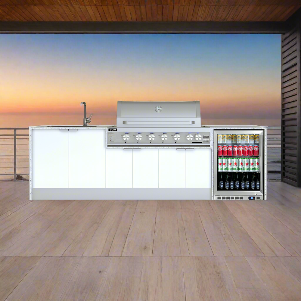 Grillhound Outdoor Kitchen With Euro Alfresco BBQ, Fridge And Sink Package - GE283