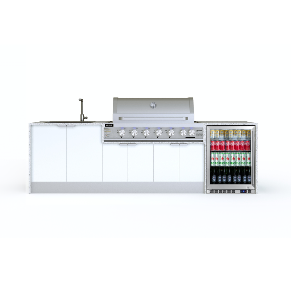 Grillhound Outdoor Kitchen With Euro Alfresco BBQ, Fridge And Sink Package - GE283