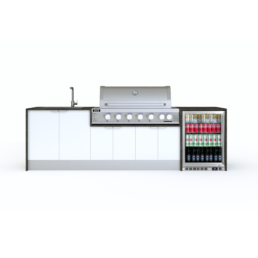 Grillhound Outdoor Kitchen With Euro Alfresco BBQ, Fridge And Sink Package - GE283