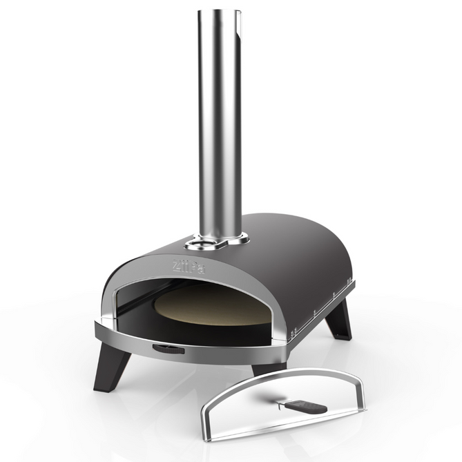 ZiiPa Piana Wood Pellet Pizza Oven with Rotating Stone – Slate/Ardoise