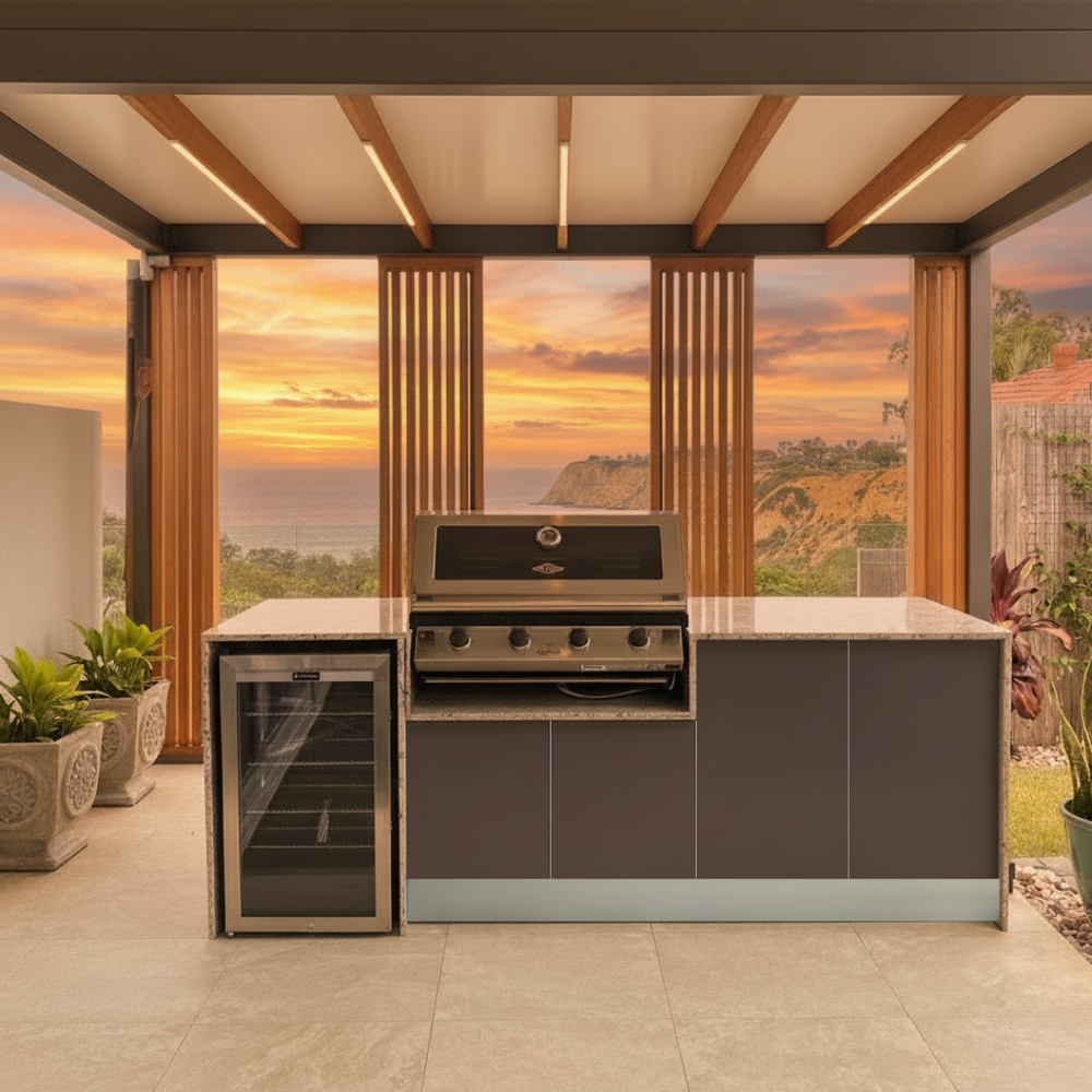 Grillhound Outdoor Kitchen Package With Beefeater 1200 And Single Fridge - GB244