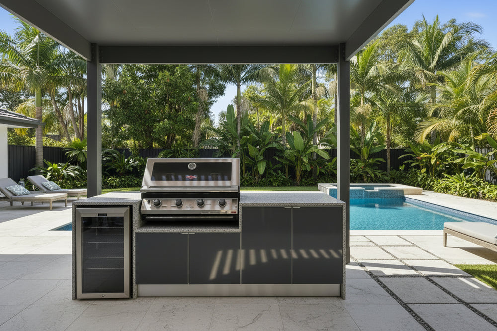 Grillhound Outdoor Kitchen Package With Beefeater 1200 And Single Fridge - GB244