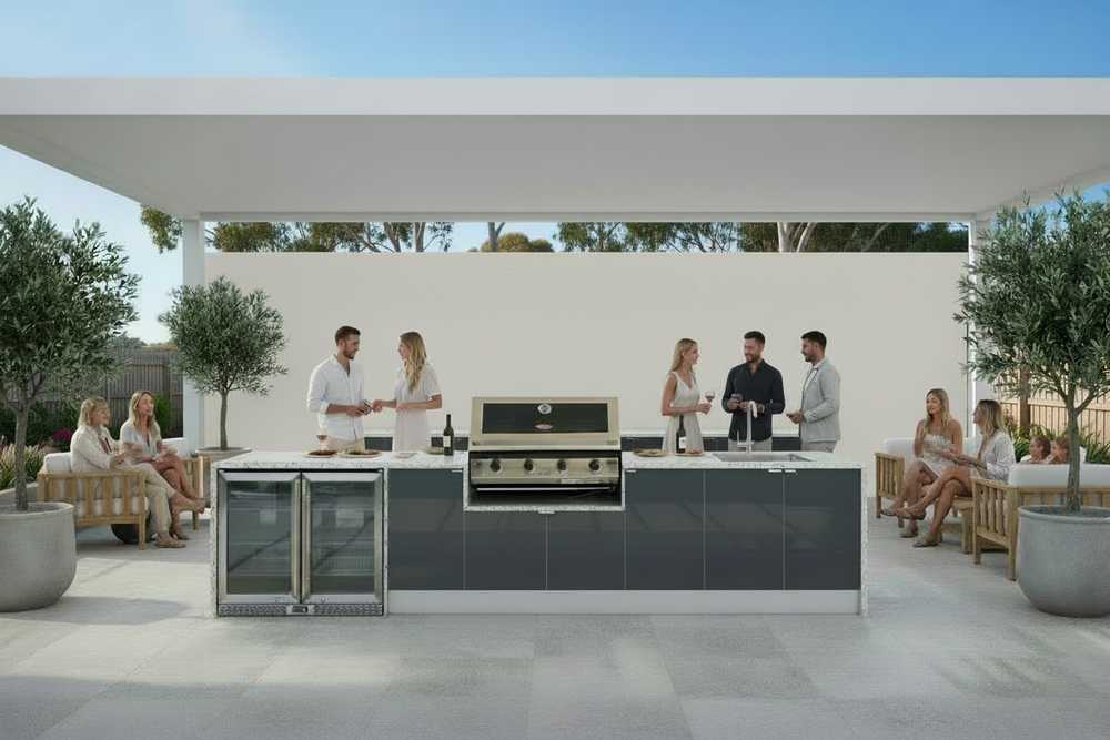 Grillhound Outdoor Kitchen With Beefeater 1200, Fridge And Sink Package - GB363