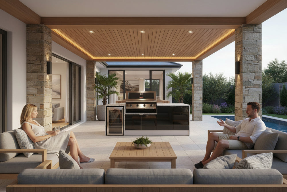 Grillhound Outdoor Kitchen Package With Beefeater 1200 And Single Fridge - GB244