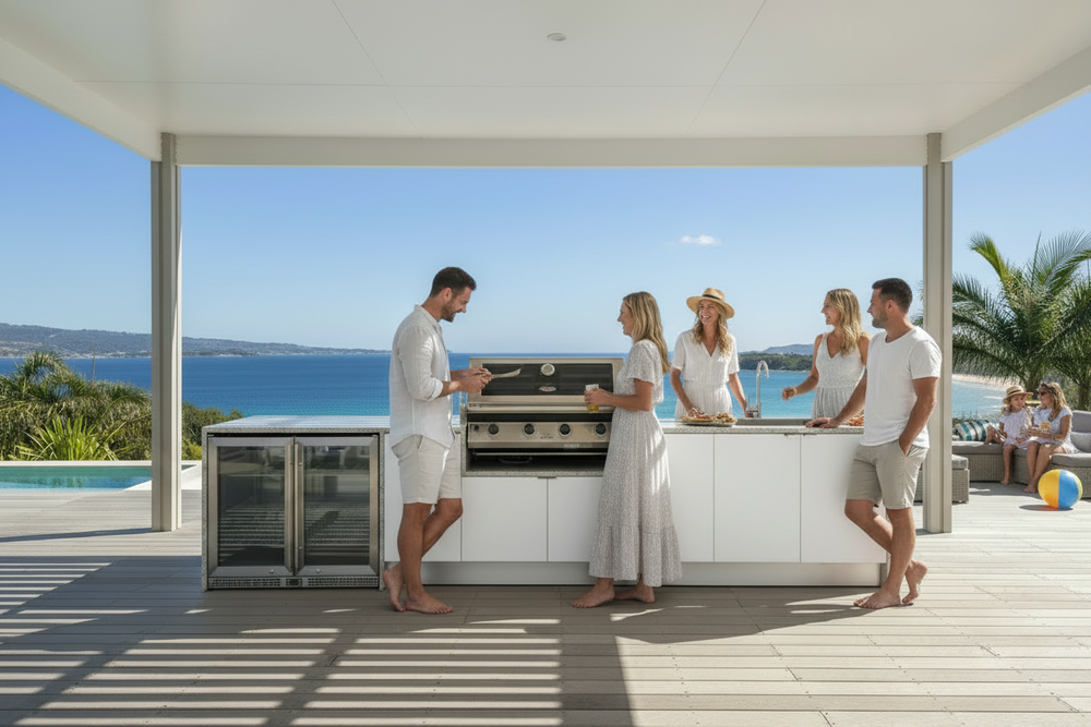 Grillhound Outdoor Kitchen With Beefeater 1200, Fridge And Sink Package - GB363