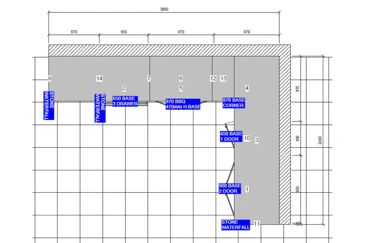 L Shaped Outdoor Kitchen Package To Suit Weber Family Q With Fridge & Sink #2