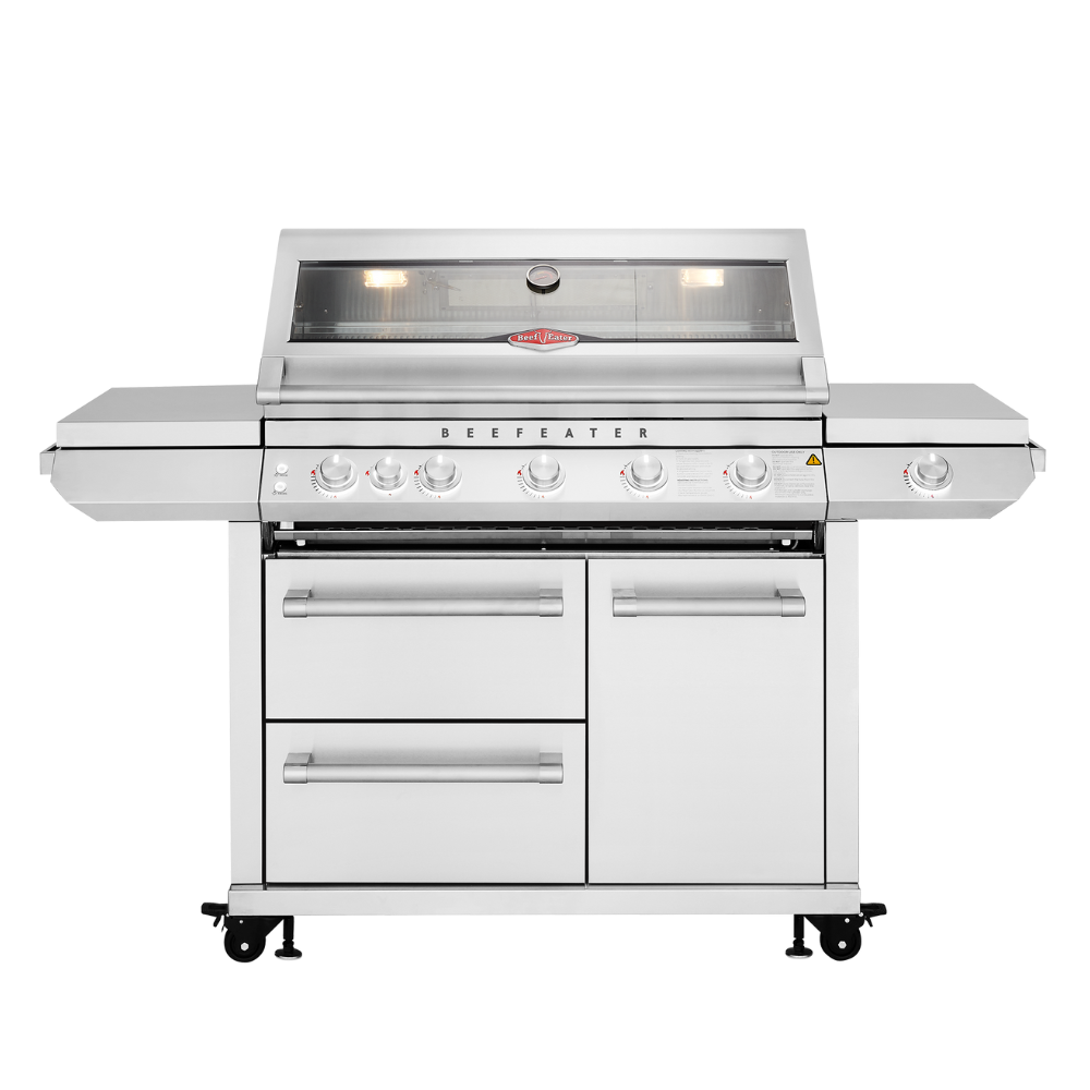 Beefeater 7000 Premium 5 Burner BBQ, Side Burner & Trolley, Stainless Steel - BMF7655SA