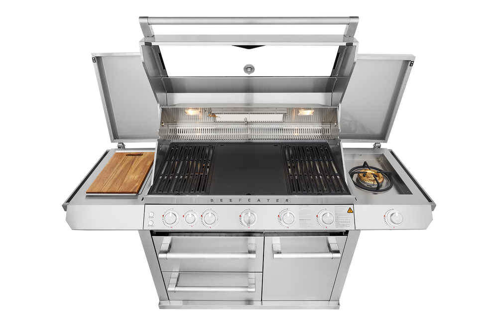 Beefeater 7000 Premium 5 Burner BBQ, Side Burner & Trolley, Stainless Steel - BMF7655SA