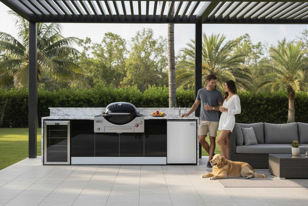 Grillhound Outdoor Kitchen to Suit Weber Family Q With Fridge Kegerator - GWKG309
