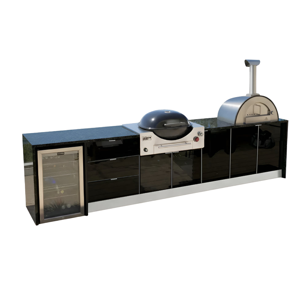Grillhound Outdoor Kitchen Package to Suit Weber Family Q With Pizza Oven - GWP355