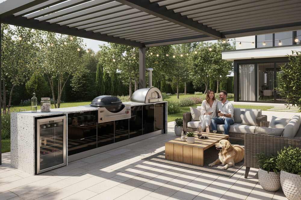 Grillhound Outdoor Kitchen Package to Suit Weber Family Q With Pizza Oven - GWP355