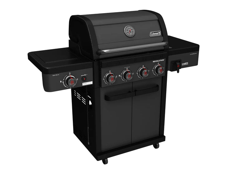 Coleman Revolution 4 Burner BBQ  With Cabinet And Fridge In Black Matte