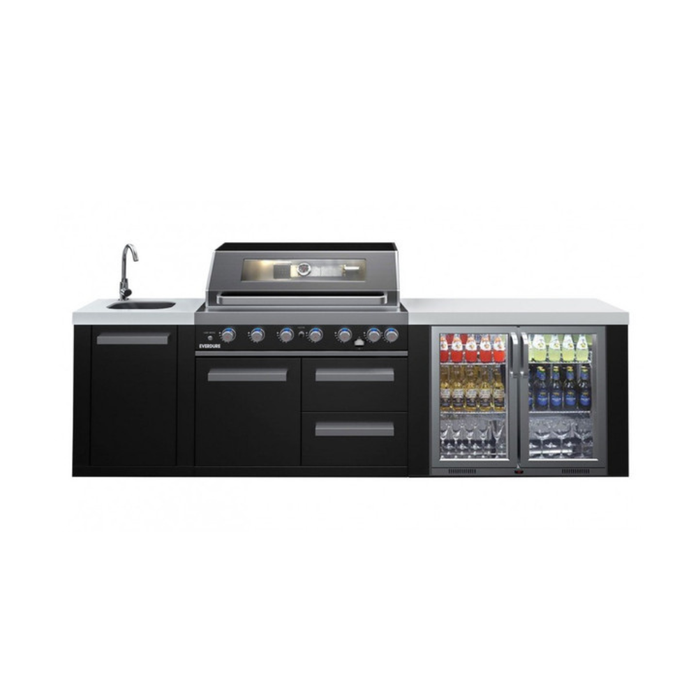 Everdure Neo Black 6 Burner Outdoor Kitchen With Kegerator