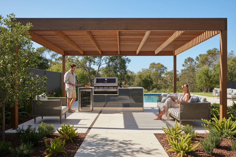 Grillhound Outdoor Kitchen Package With Beefeater 1200 And Single Fridge - GB244