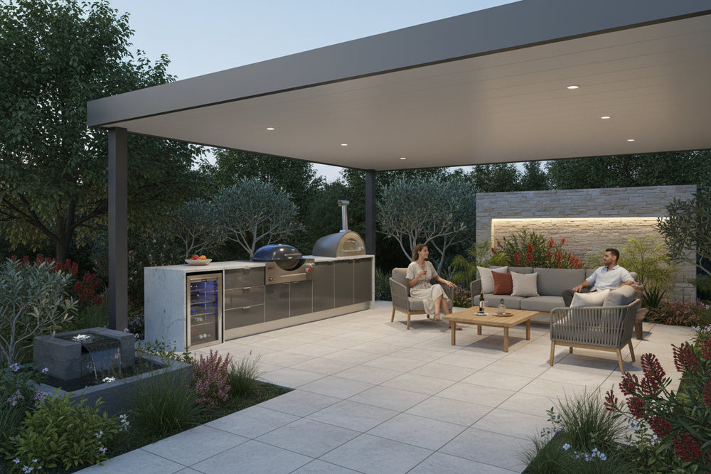 Grillhound Outdoor Kitchen Package to Suit Weber Family Q With Pizza Oven - GWP355