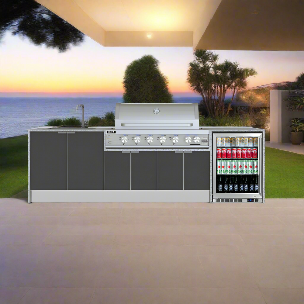 Grillhound Outdoor Kitchen With Euro Alfresco BBQ, Fridge And Sink Package - GE283