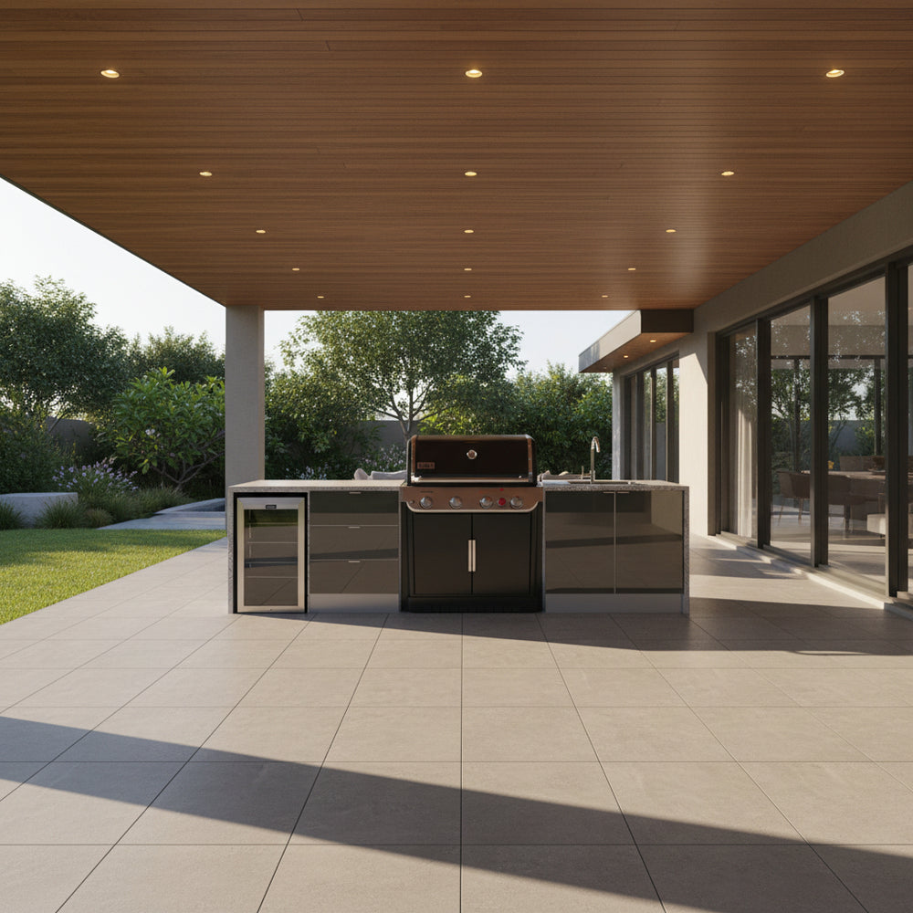 Grillhound Outdoor Kitchen To Suit Weber Genesis With Single Fridge & Sink - GWG326