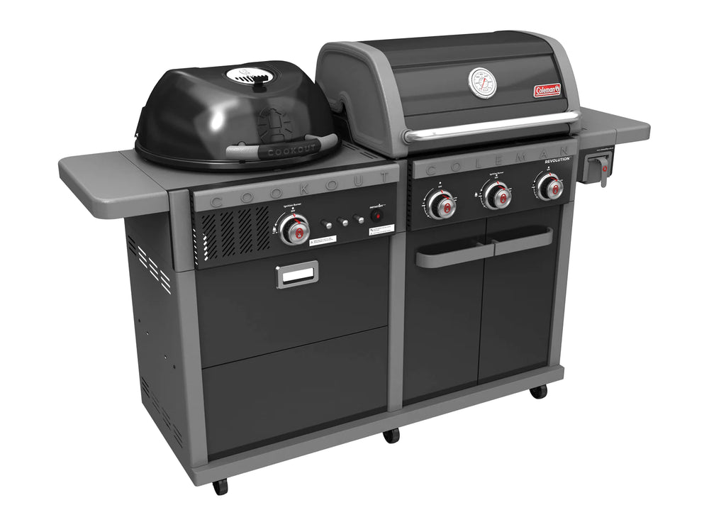 Coleman Revolution Gas & Charcoal BBQ In Black Gloss - REVDFBGL