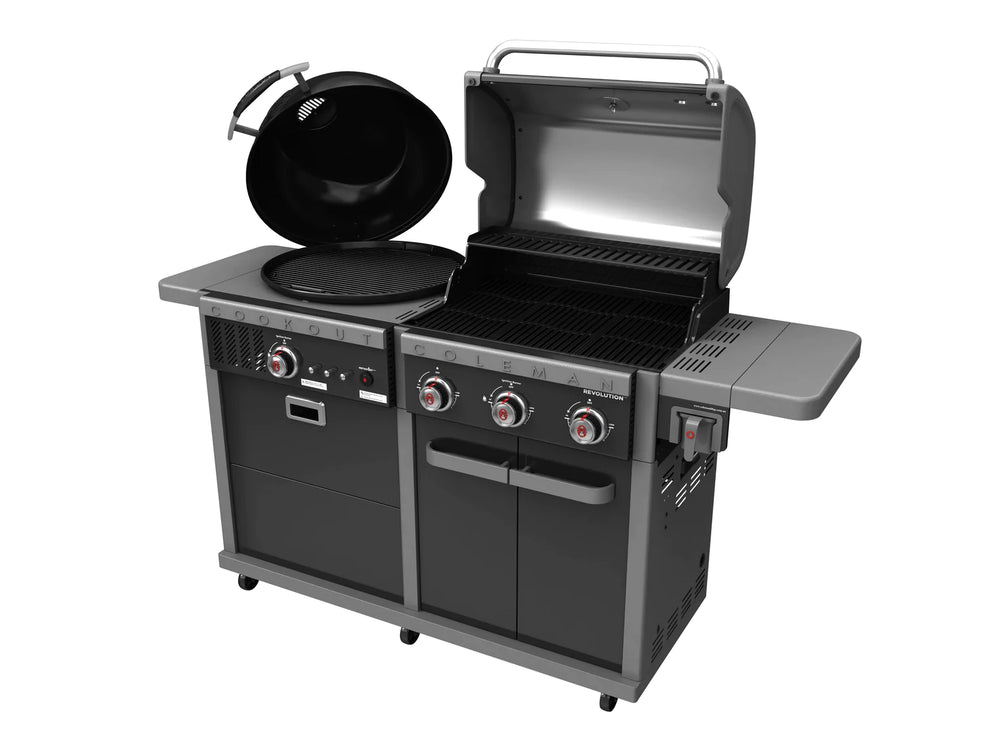 Coleman Revolution Gas & Charcoal BBQ In Black Gloss - REVDFBGL