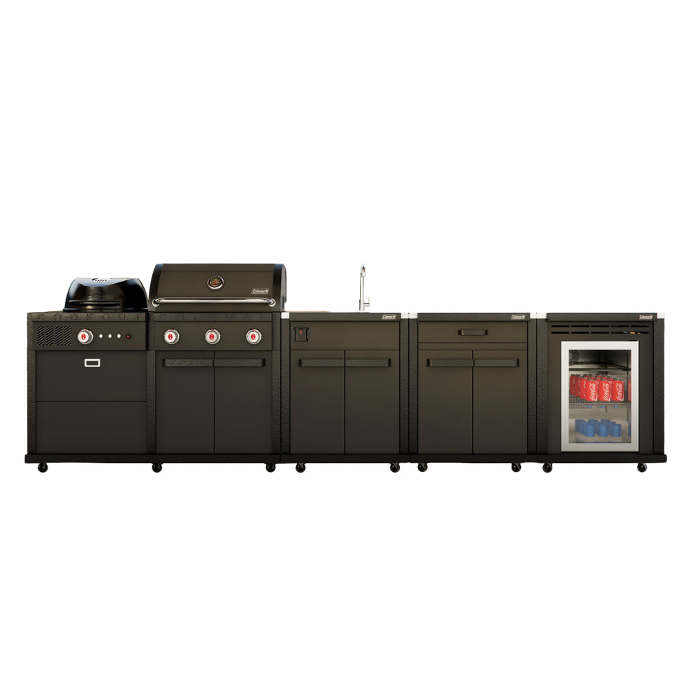 Coleman Revolution Dual Fuel BBQ Outdoor Kitchen With Dual Fuel BBQ In Black Matte