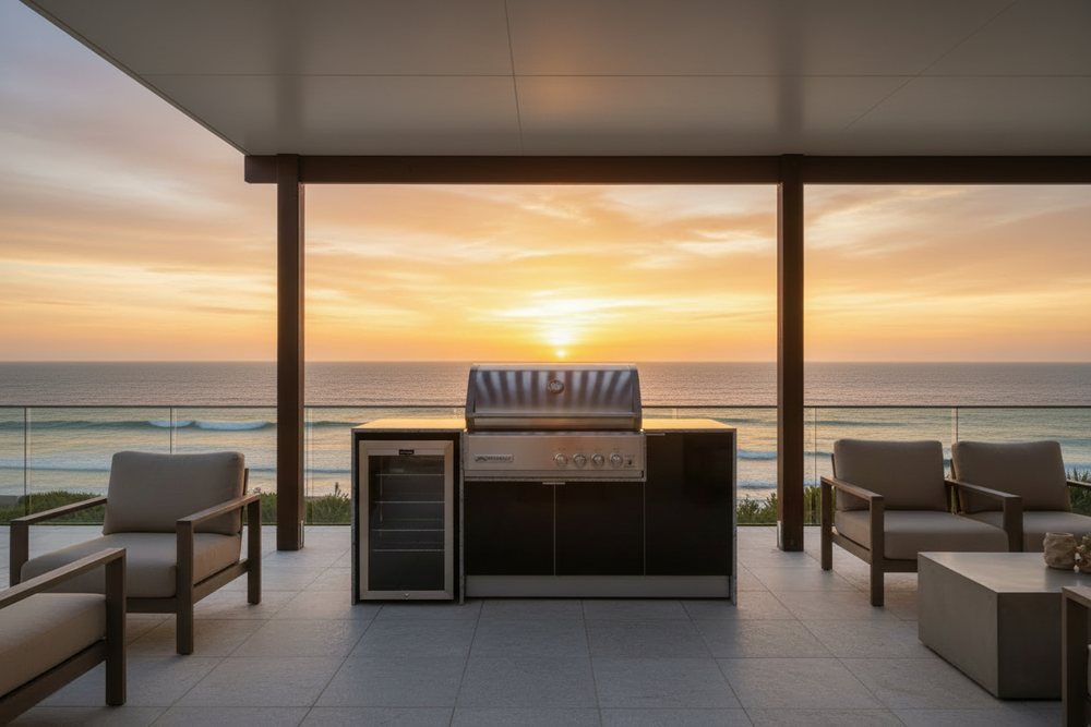 Grillhound Mini Outdoor Kitchen With Crossray Infrared BBQ & Single Fridge - GC216