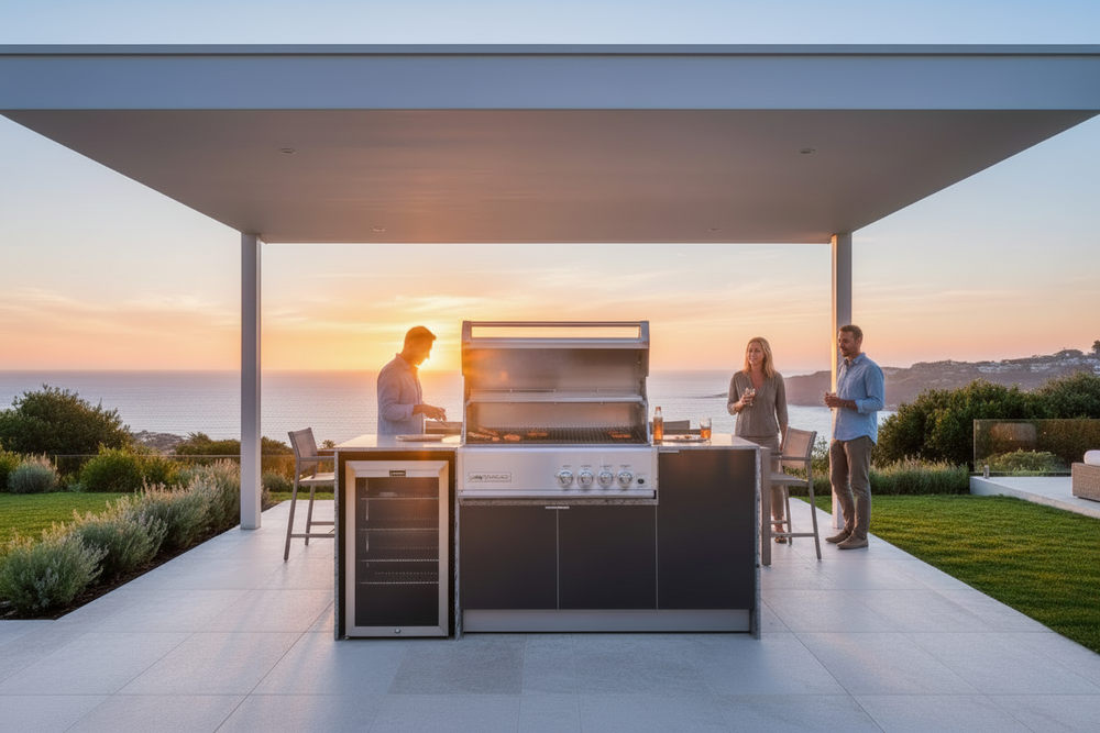 Grillhound Mini Outdoor Kitchen With Crossray Infrared BBQ & Single Fridge - GC216