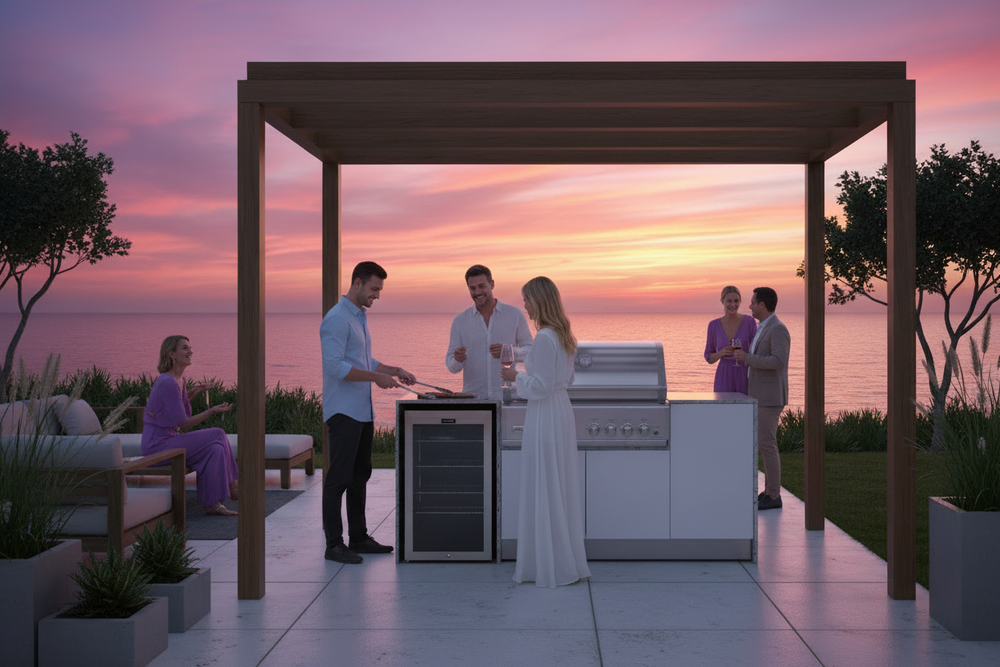 Grillhound Mini Outdoor Kitchen With Crossray Infrared BBQ & Single Fridge - GC216