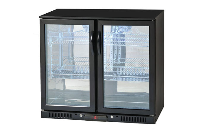 Crossray Double fridge in Black, 208L Double glazed - FRIDGE-DBBLK