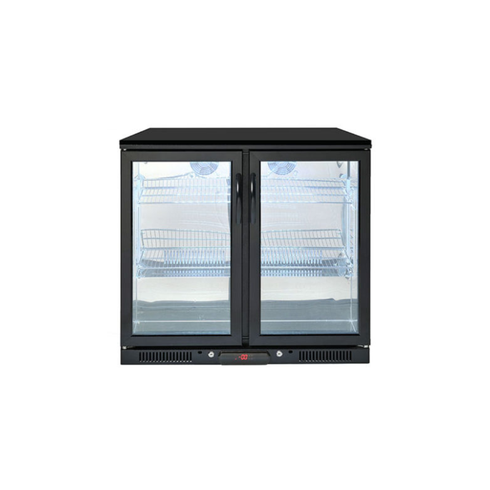 Crossray Double fridge in Black, 208L Double glazed - FRIDGE-DBBLK