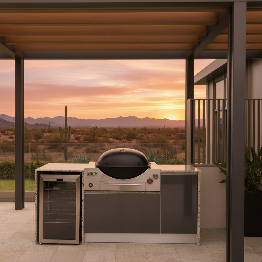 Grillhound Mini Outdoor Kitchen With Single fridge to Suit Weber Family Q - GW200