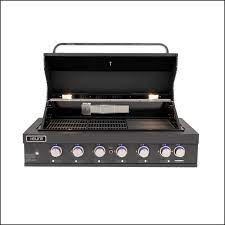 Euro Appliances 6 Burner Built In BBQ Black+90cm Alfresco Canopy Rangehood EAL1200RBQBL+EBB900BK3R