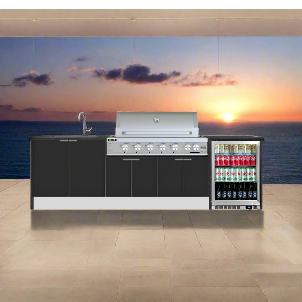 Grillhound Outdoor Kitchen With Euro Alfresco BBQ, Fridge And Sink Package - GE283
