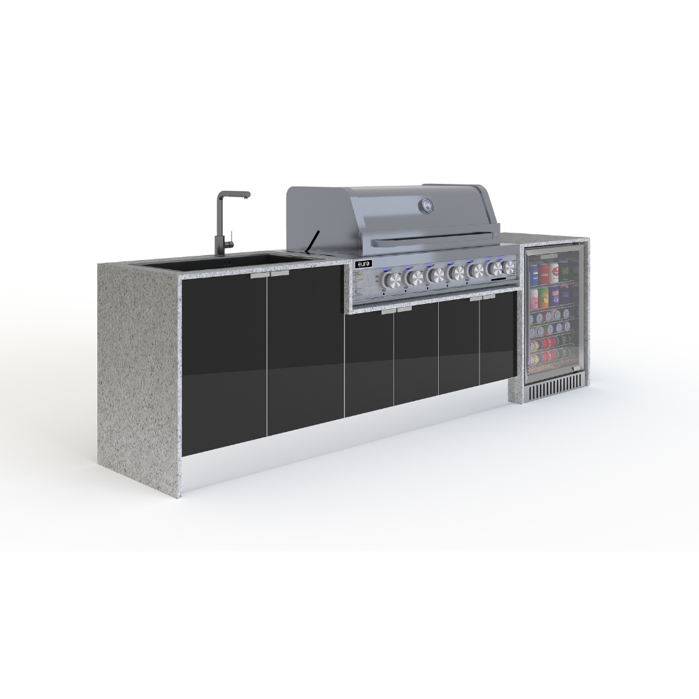 Grillhound Outdoor Kitchen With Euro Alfresco BBQ, Fridge And Sink Package - GE283