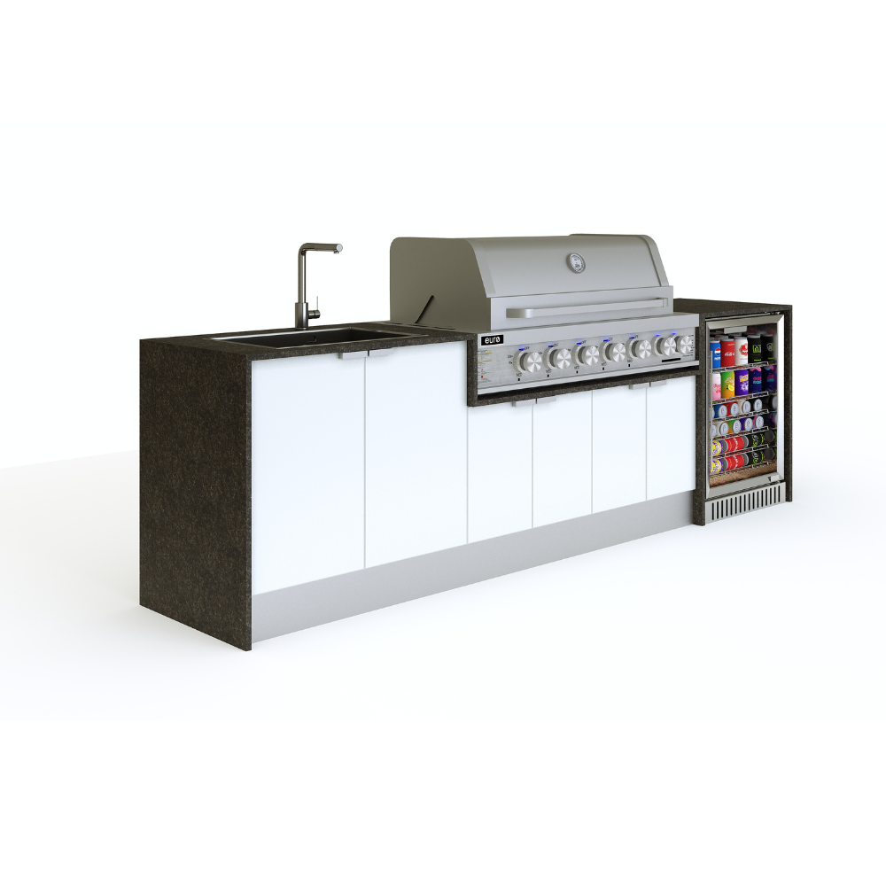 Grillhound Outdoor Kitchen With Euro Alfresco BBQ, Fridge And Sink Package - GE283