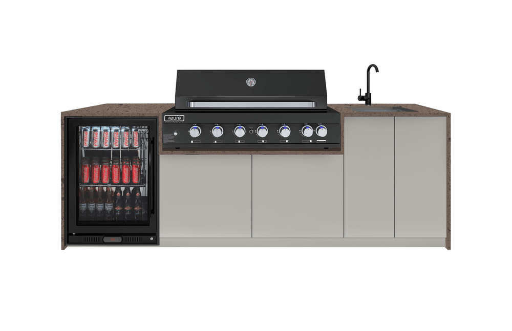 Euro Appliances 6 Burner Built In BBQ Black+138L Black Beverage Cooler-EA60WFBL+EAL1200RBQBL